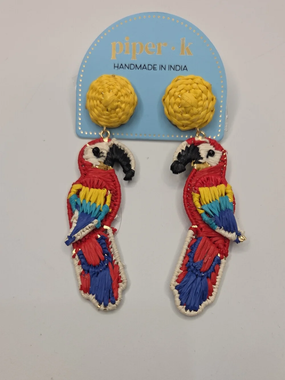 💕▪️Piper K ▪️Colorful Parrot Raffia Drop Earrings